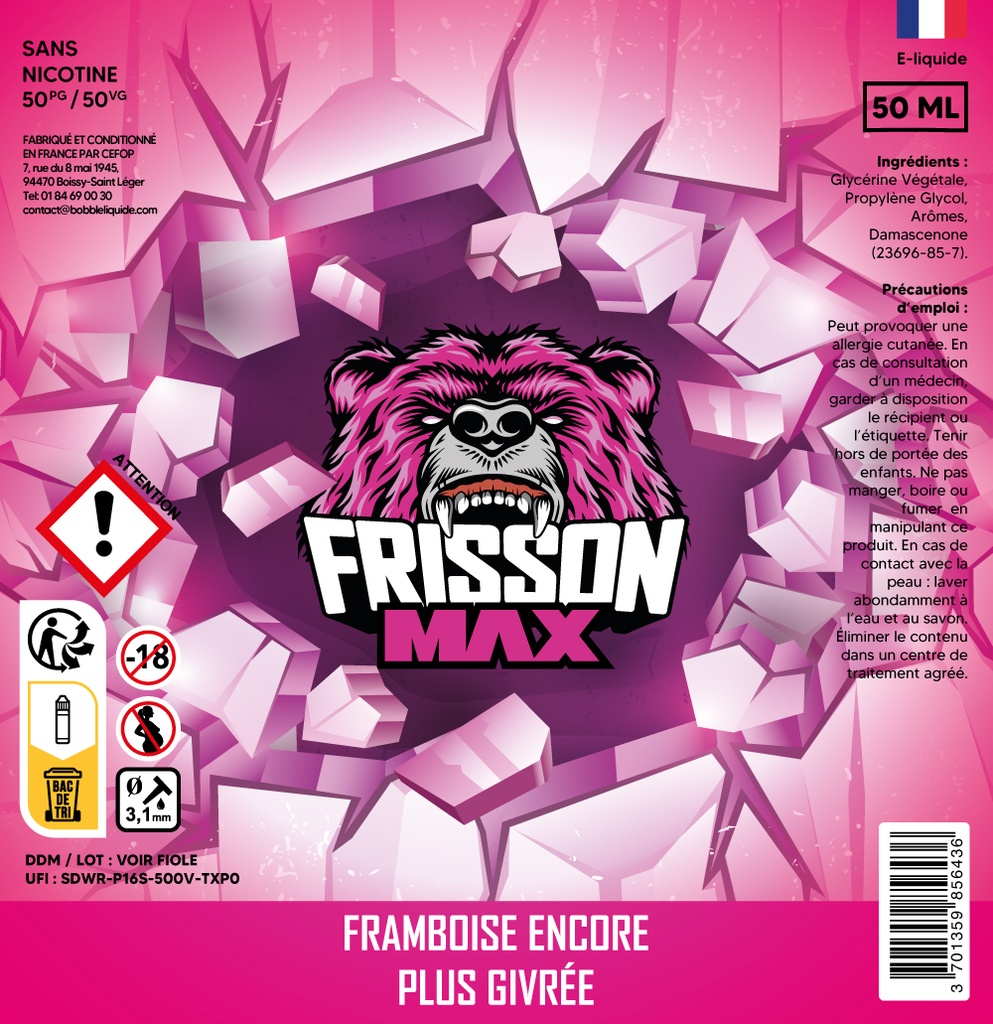 Frisson Max 50ml - Framboise Encore Plus Méchante 