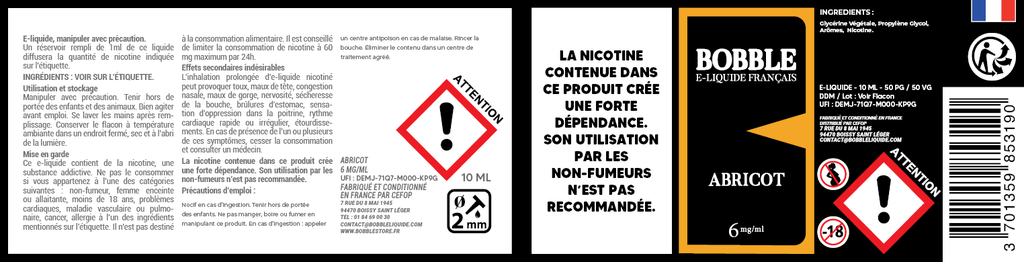 Bobble 10ml - Abricot