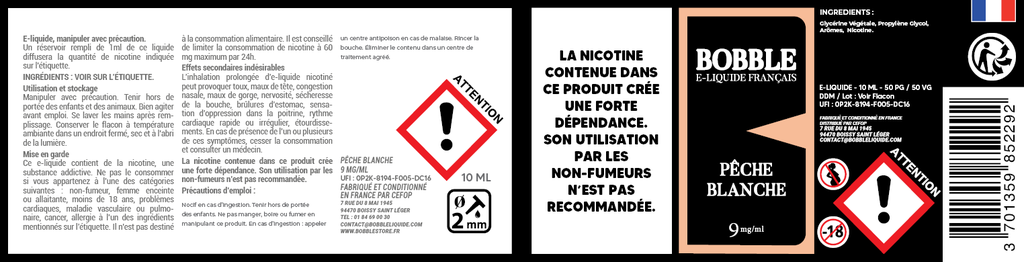 Bobble 10ml - Pêche Blanche