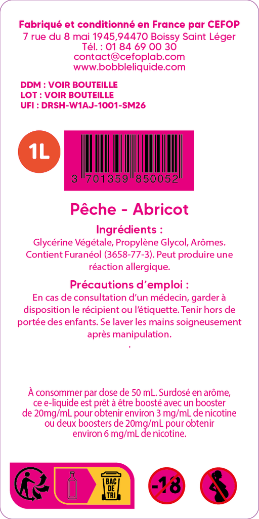 Lab Hexagone - Pêche Abricot 1L